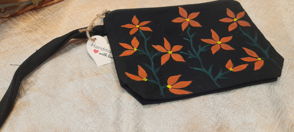 Hand-painted canvas pouch D5