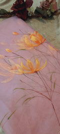 Baby Pink Hand-painted Organza Dupatta
