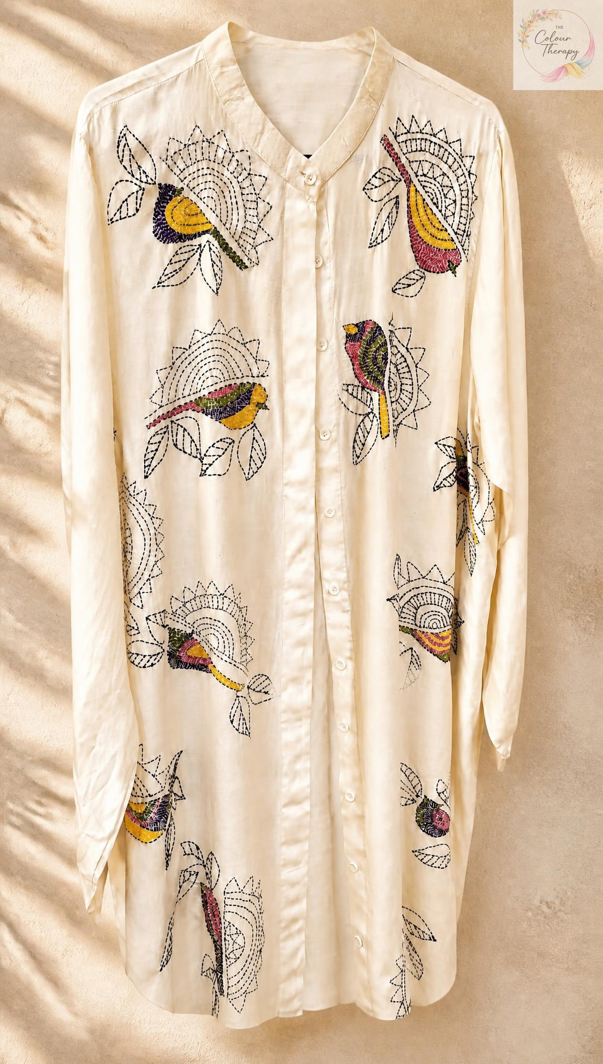 Kantha Hand Embroidered Off White Tunic