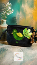 Hand-painted canvas pouch D9