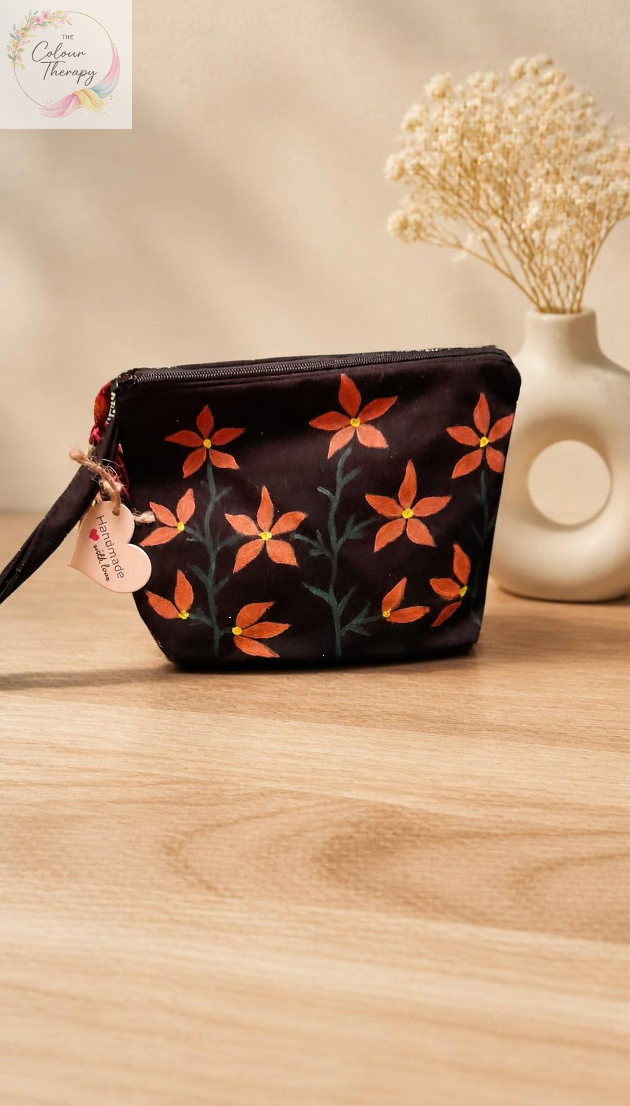 Hand-painted cotton pouch D6