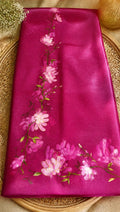 Hot Pink Hand-painted Organza Dupatta