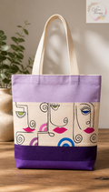 Tricolour Hand-painted Abstract Canvas Tote Bag Design 2