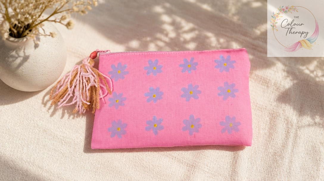 Hand-painted cotton pouch D8