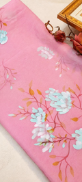 Blush Pink Hand-painted Organza Dupatta