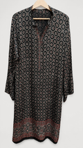 Block print ready to wear silk shirt in black