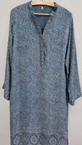 Block print blue silk ready to wear shirt